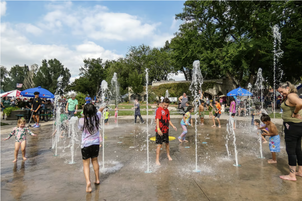 Kids play at a splash pad