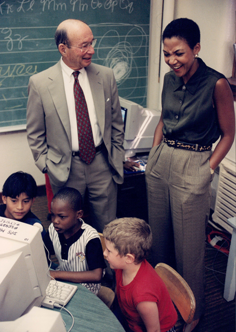 Sam Gary with teacher